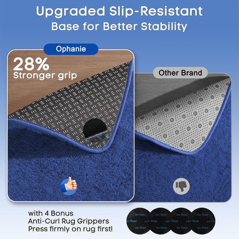 Ophanie blue rug suitable for dorm rooms with warm, inviting surface