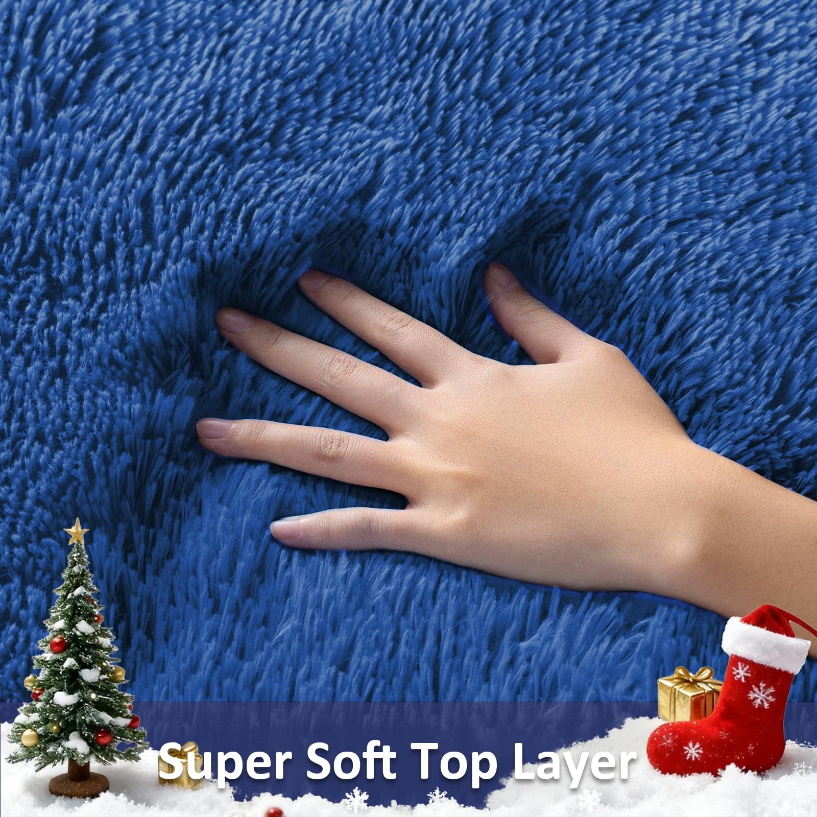 Ophanie blue runner rug in bedroom at bedside adds warmth and underfoot comfort.