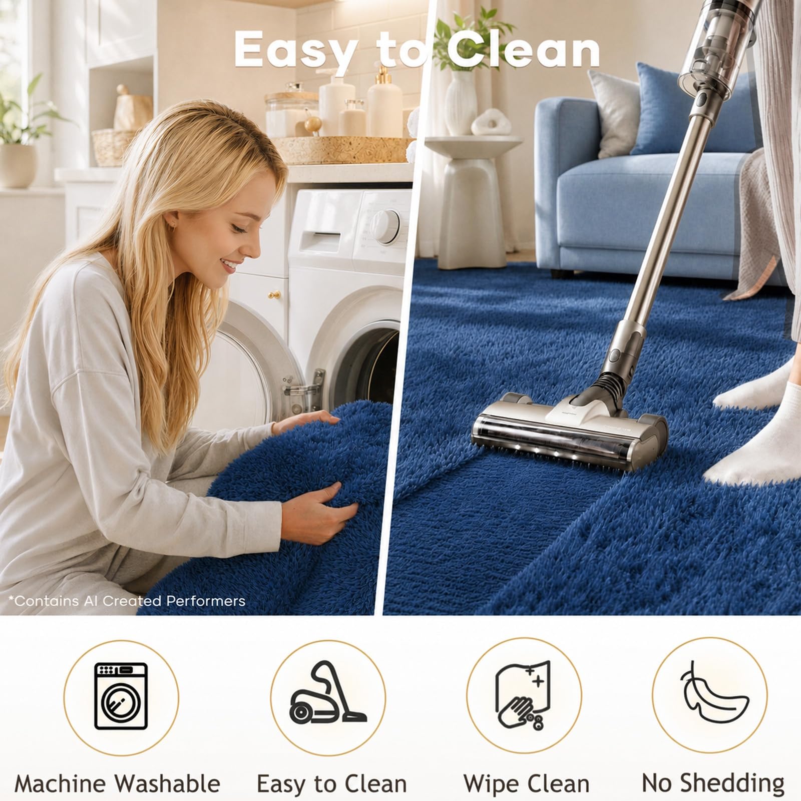 Ophanie blue runner rug for dorm room offers affordable comfort and easy care.