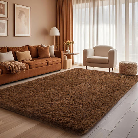 Ophanie fluffy carpet delivers gentle touch for family play and barefoot strolls.