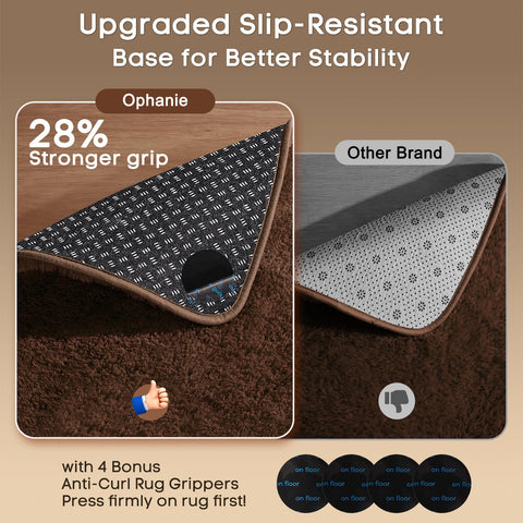 Ophanie shaggy bedside rug creates warm ambiance at night and morning.