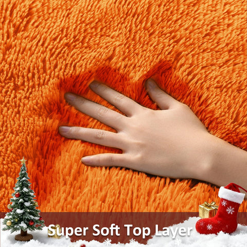 Ophanie fluffy fuzzy carpet close-up, comforting underfoot with high-density sponge layer.