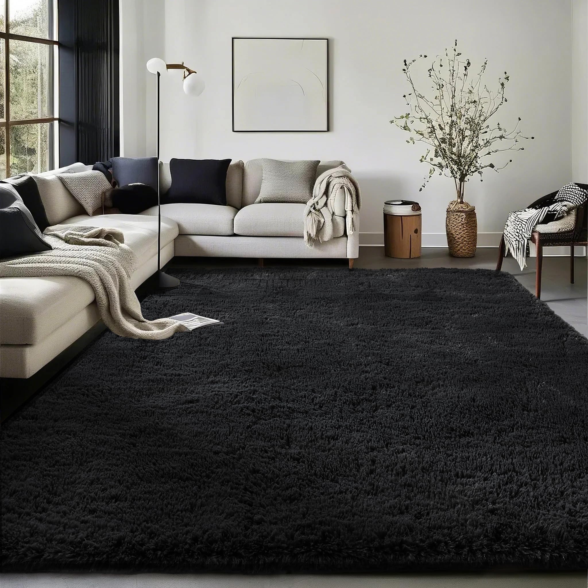 Ophanie fluffy shag rug 4x6 texture for cozy living spaces.