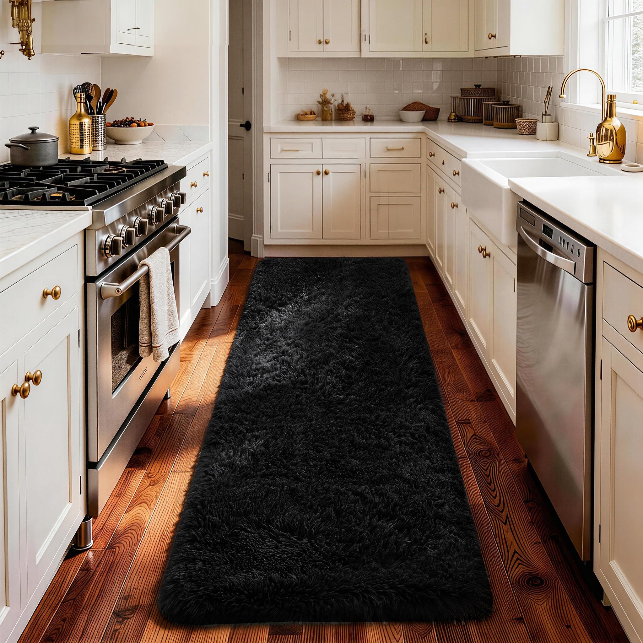 Ophanie fluffy shag texture adds cozy warmth to spaces.