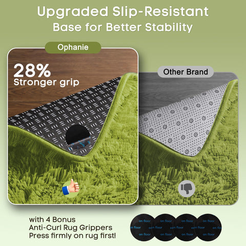Ophanie Green Grass area rug adds warmth and style to dorms and living spaces.