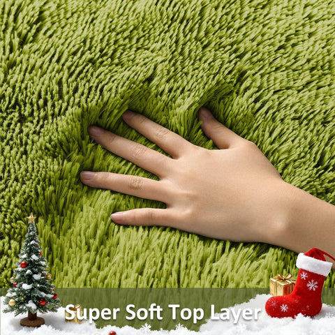 Ophanie Green Grass area rug plush texture ideal for tummy time in the nursery.