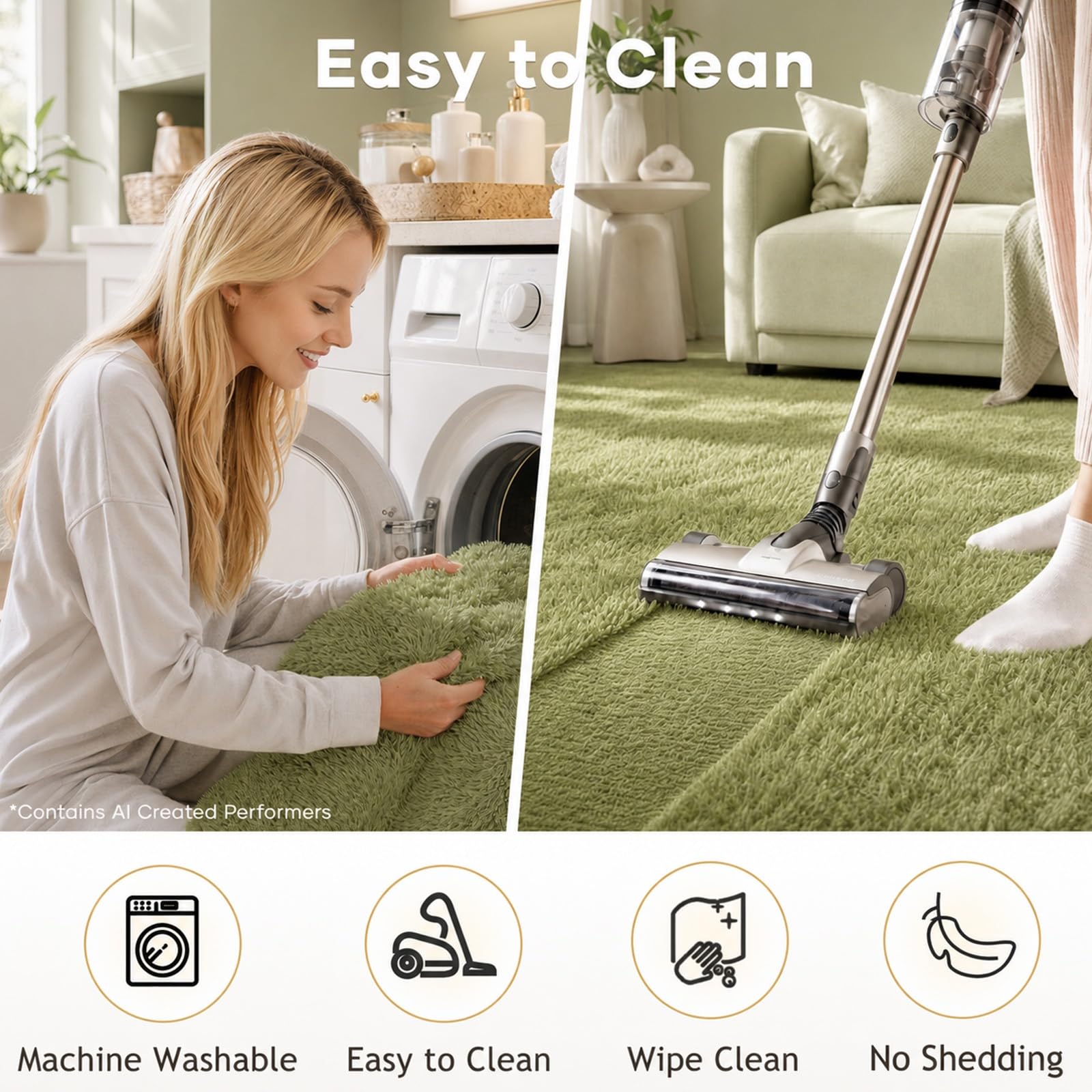 Ophanie Green Grass rug is pet-friendly and easy to clean.