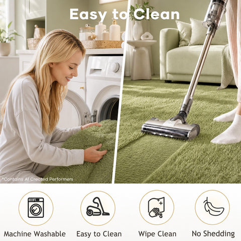 Ophanie Green Grass rug is pet-friendly and easy to clean.