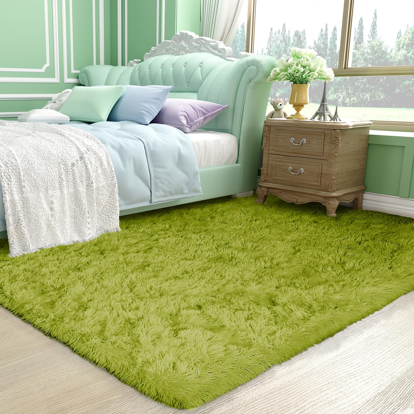 Ophanie Green Rug non-slip bottom – safer play and steady placement