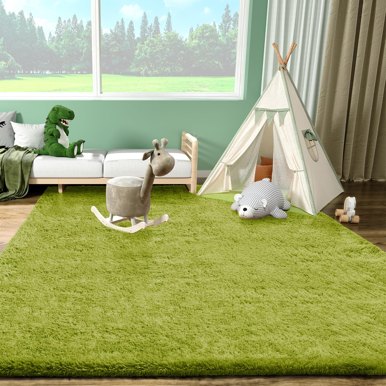 Ophanie Nursery Rug offers tummy time-friendly softness for babies.