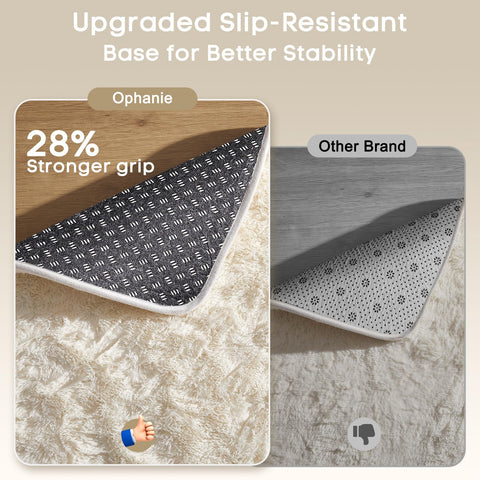 Ophanie indoor rug with non-slip bottom helps keep kids' play area in place
