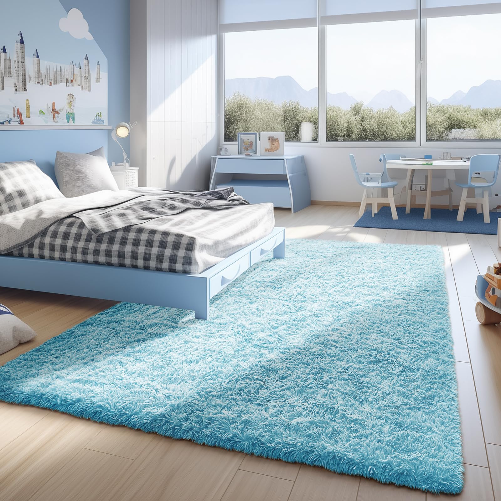 Ophanie rug adds soft comfort to dorm rooms on a budget.