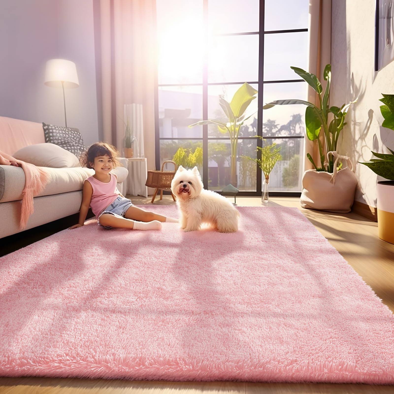 Ophanie rug with non-slip bottom prevents sliding on smooth floors.