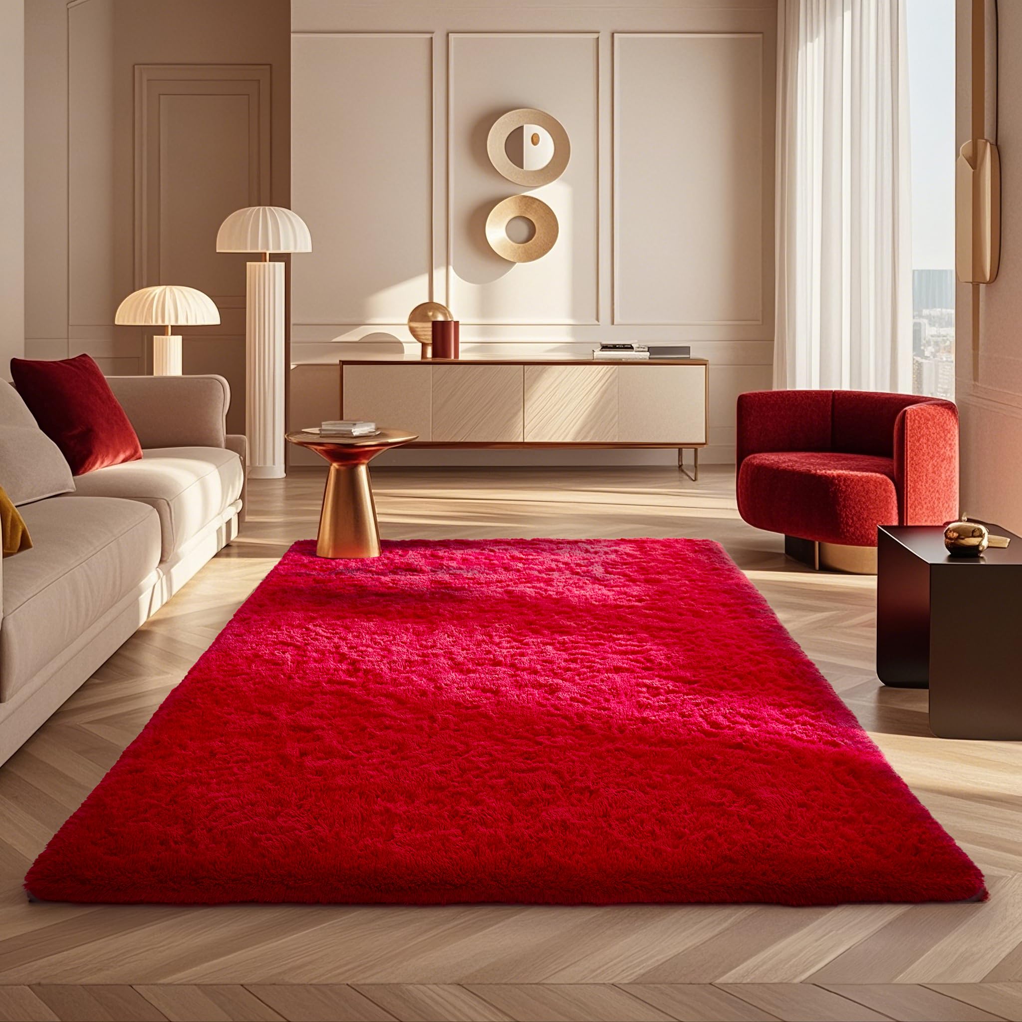 Ophanie non-slip bottom rug helps prevent sliding on floors.