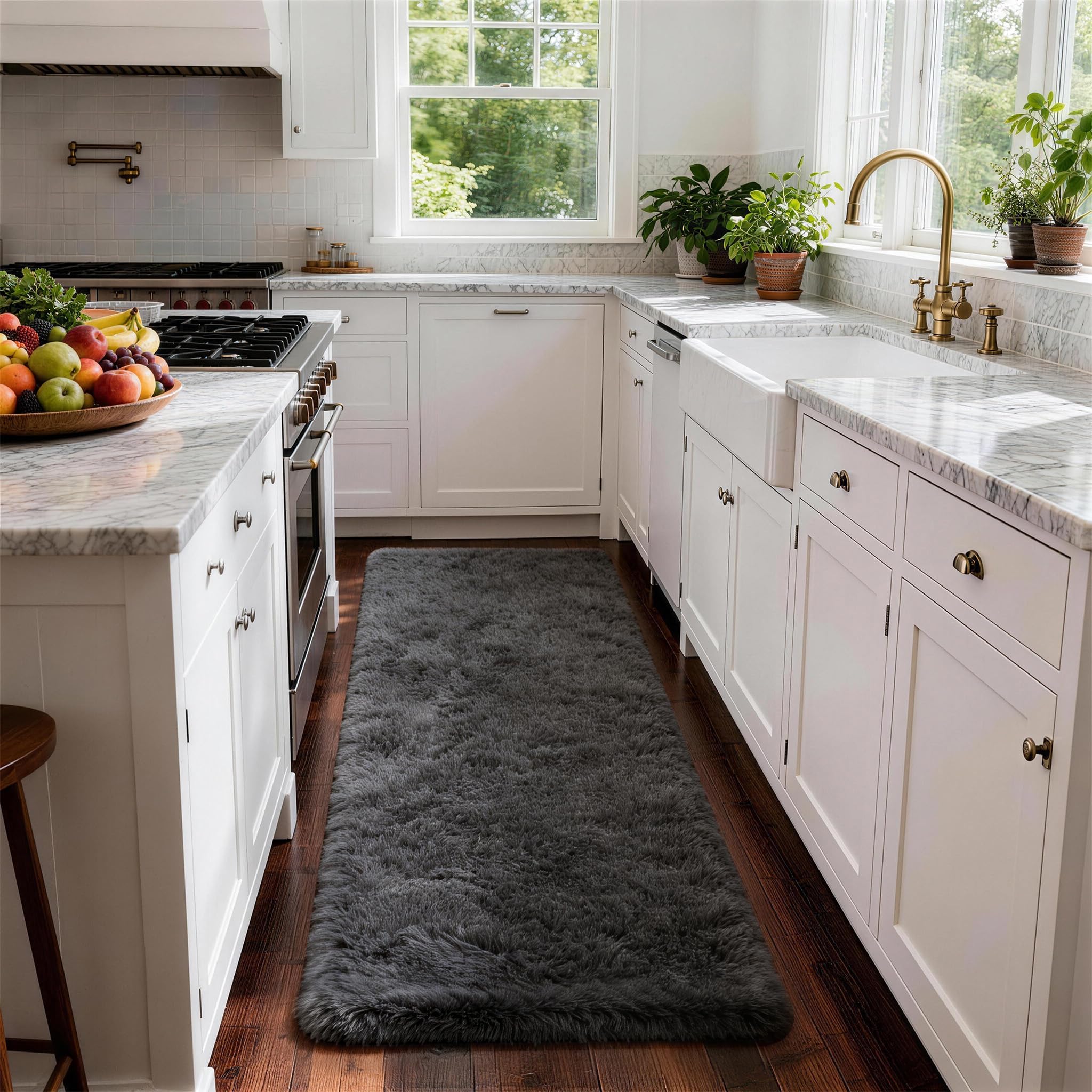 Ophanie non-slip bottom keeps rug in place on busy floors.