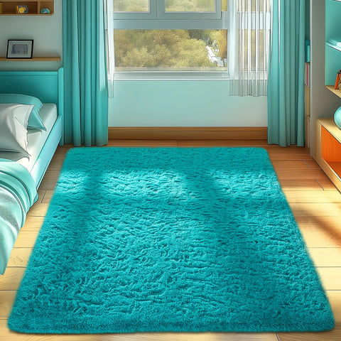 Ophanie shag rug adds color and comfort to nursery or playroom.