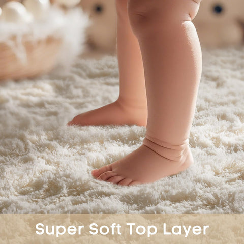 Ophanie nursery soft texture rug provides a safe, comfortable play area