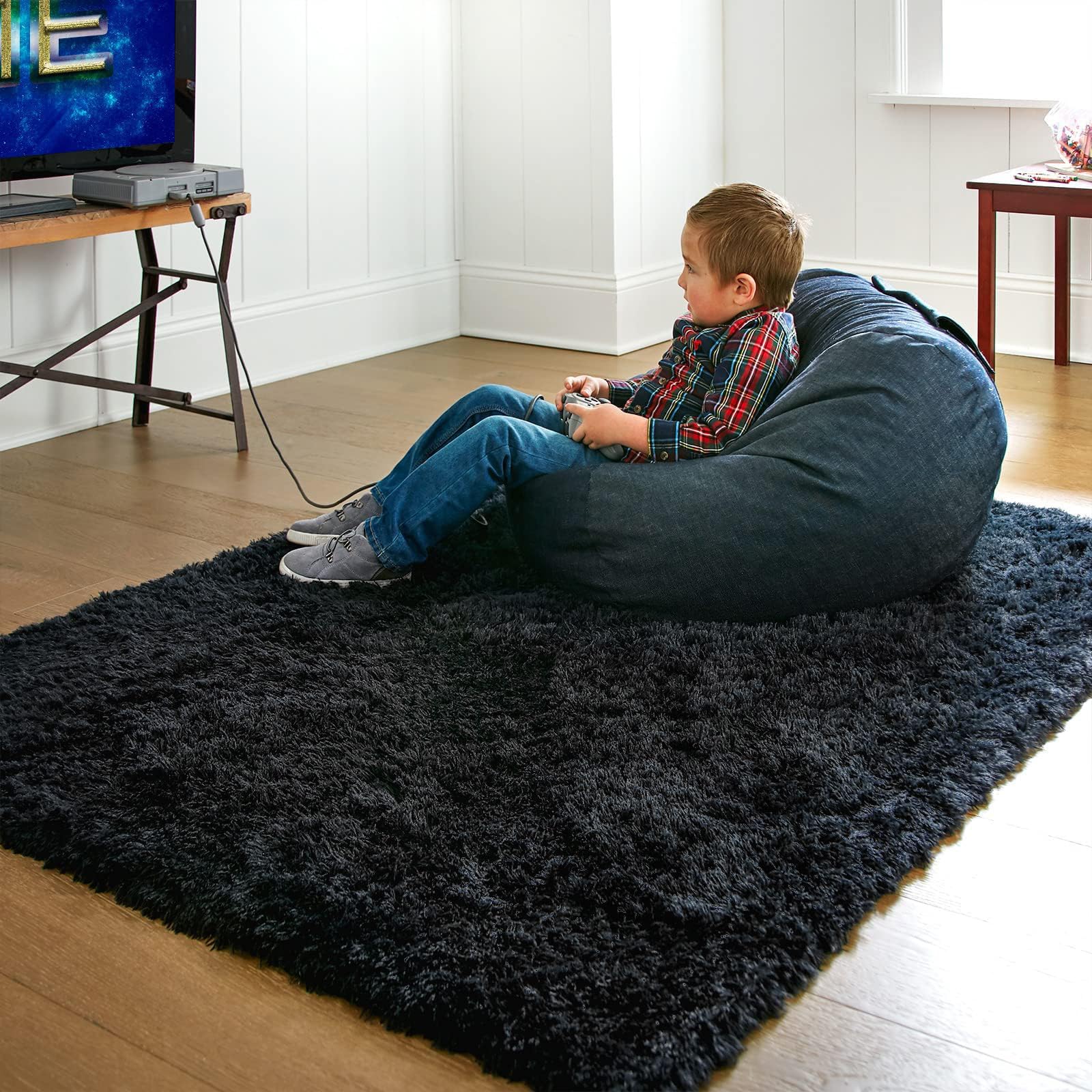 Ophanie playroom setup provides plush surface for tummy time.