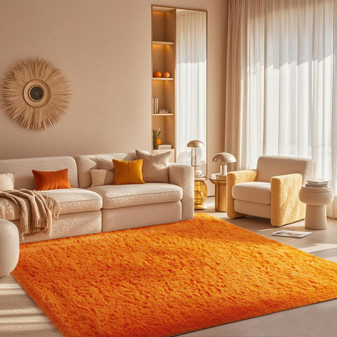 Ophanie plush soft shaggy bedside rug adds warmth to living spaces.