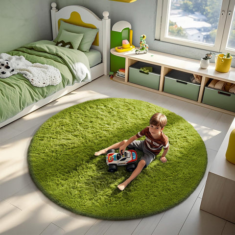 Ophanie rug with non-slip bottom keeps in place on hardwood floors.