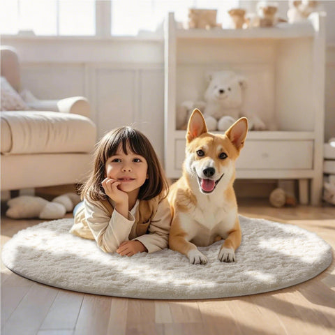 Ophanie round rug non-slip bottom prevents sliding on smooth floors
