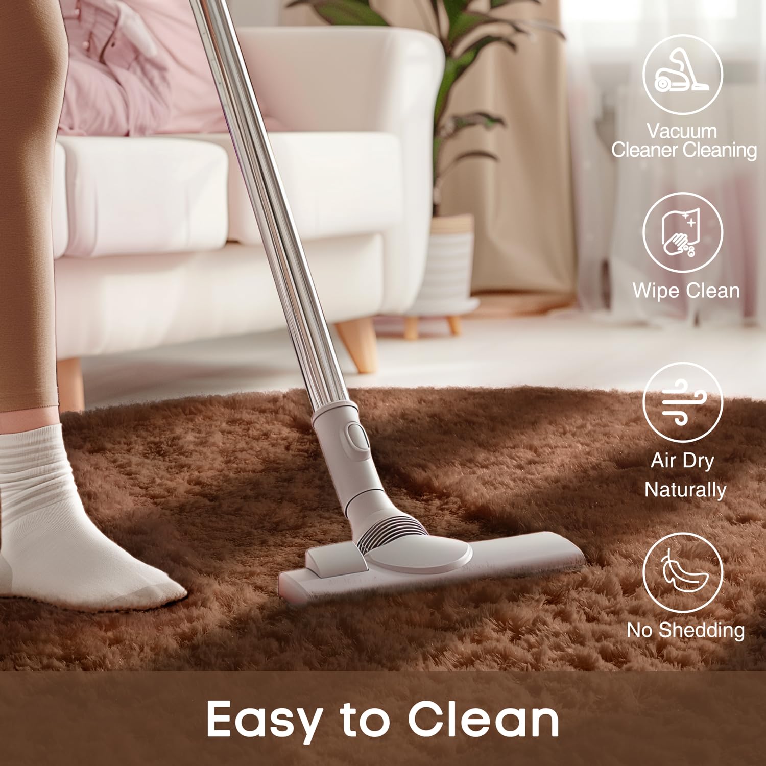 Ophanie round rug non-slip bottom helps prevent sliding on wooden floors.