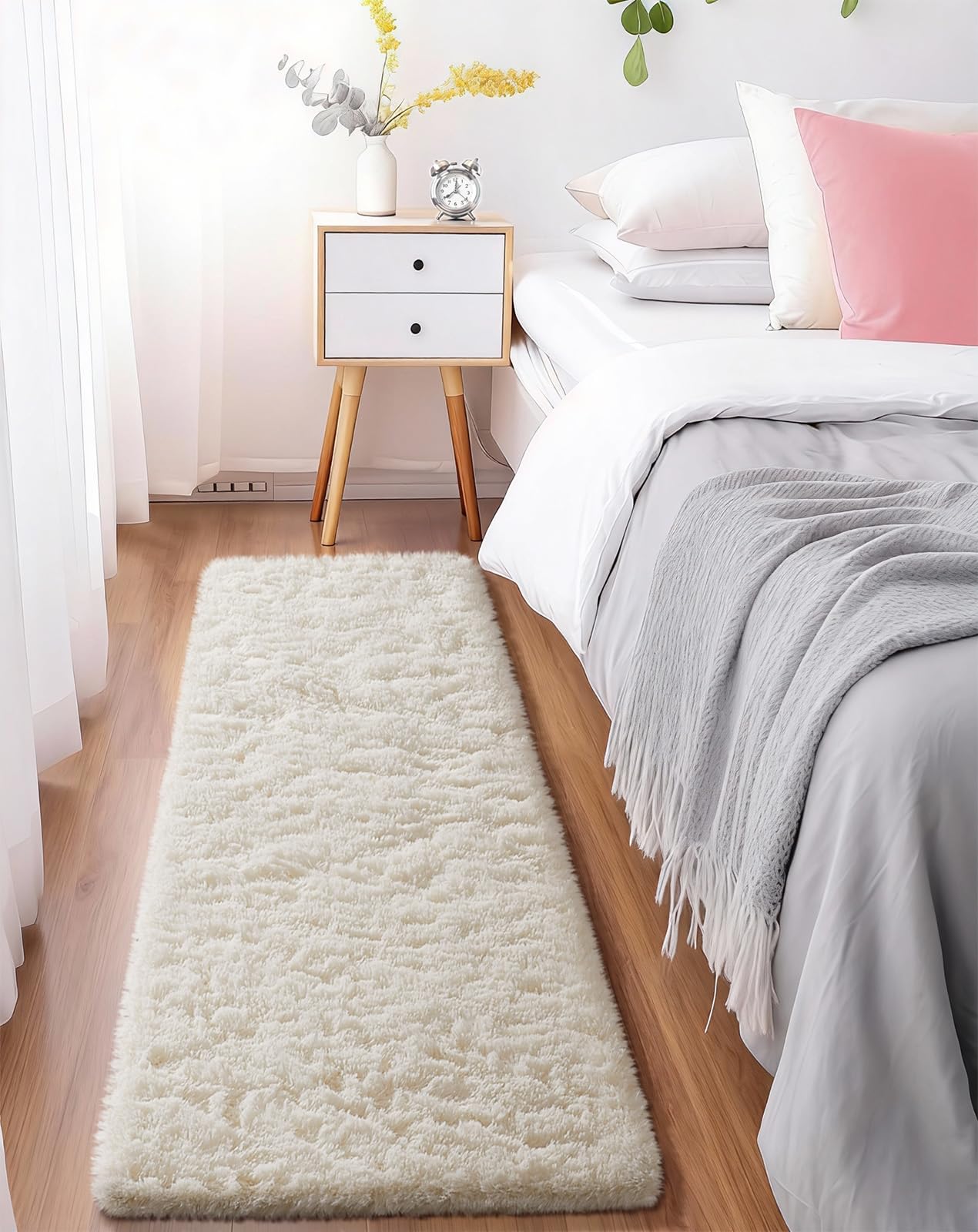 Ophanie Runner Rug in hallway setup showing soft shag and size 2x5 feet for a warm entry.