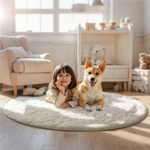 Ophanie shag plush cream rug offers a cozy plush underfoot feel