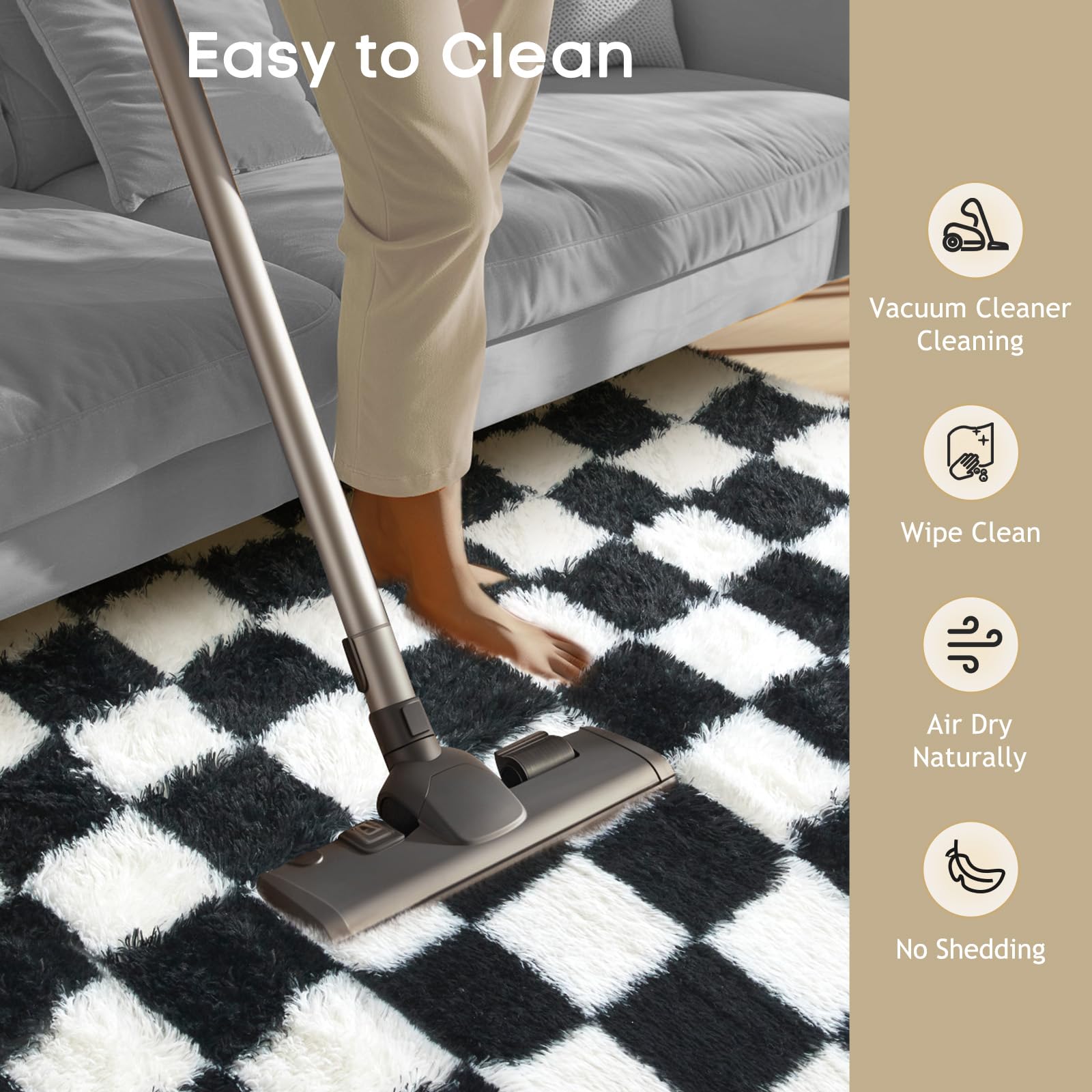Ophanie soft checkered rug enhances nursery or playroom decor and comfort