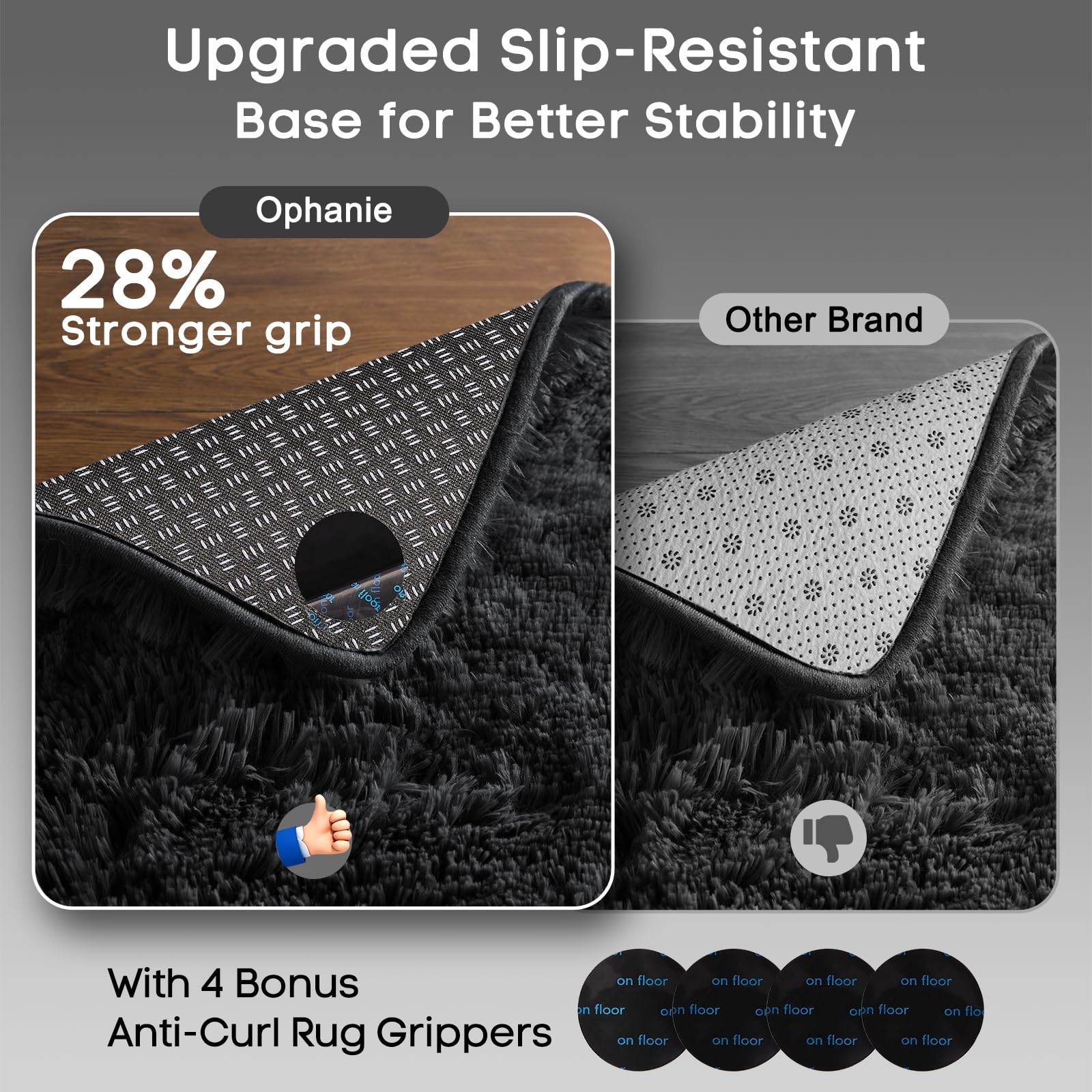 Ophanie soft pile surface comfortable for barefoot use and family time.
