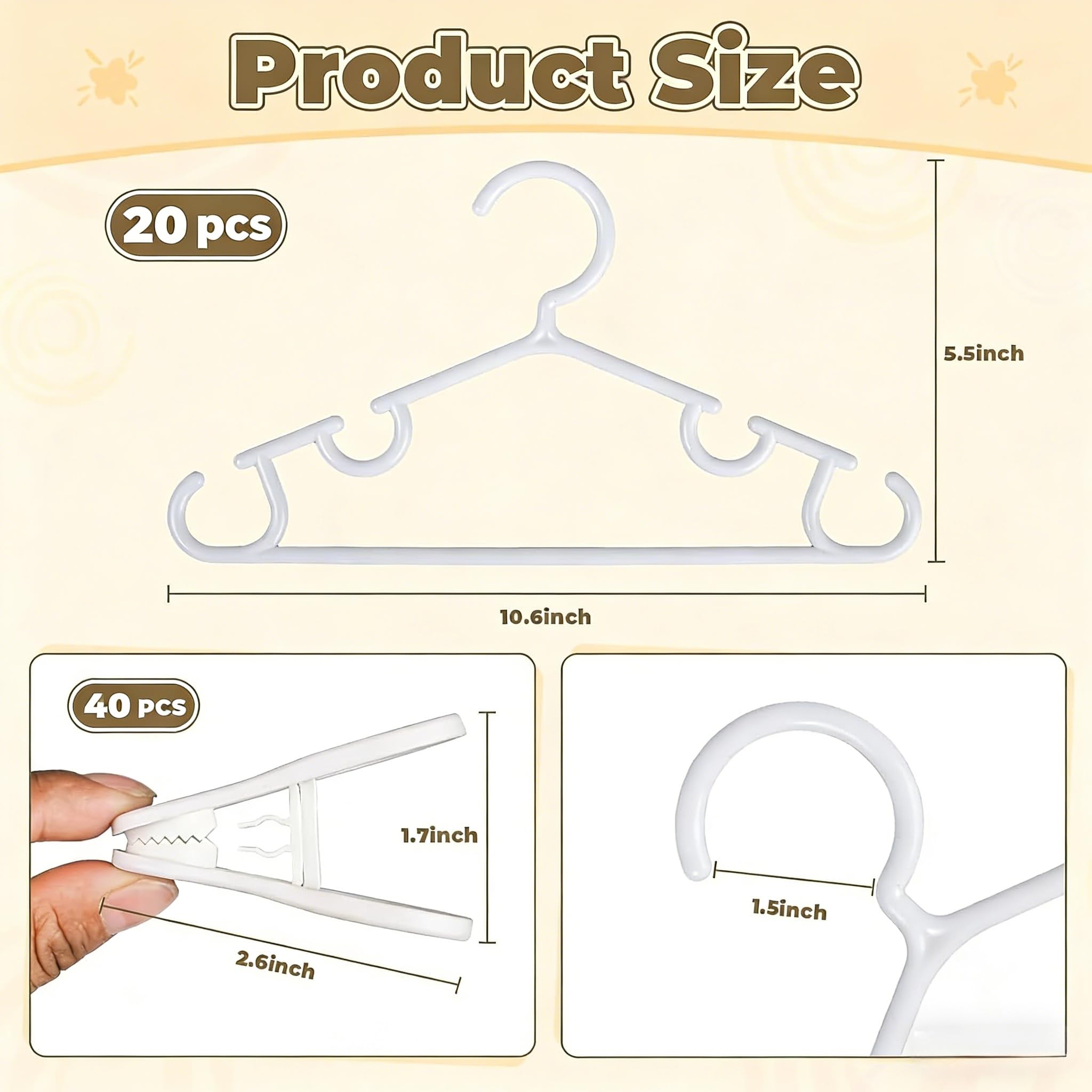 Oppeeye hangers show non-slip grooves to prevent slipping of tiny clothes.