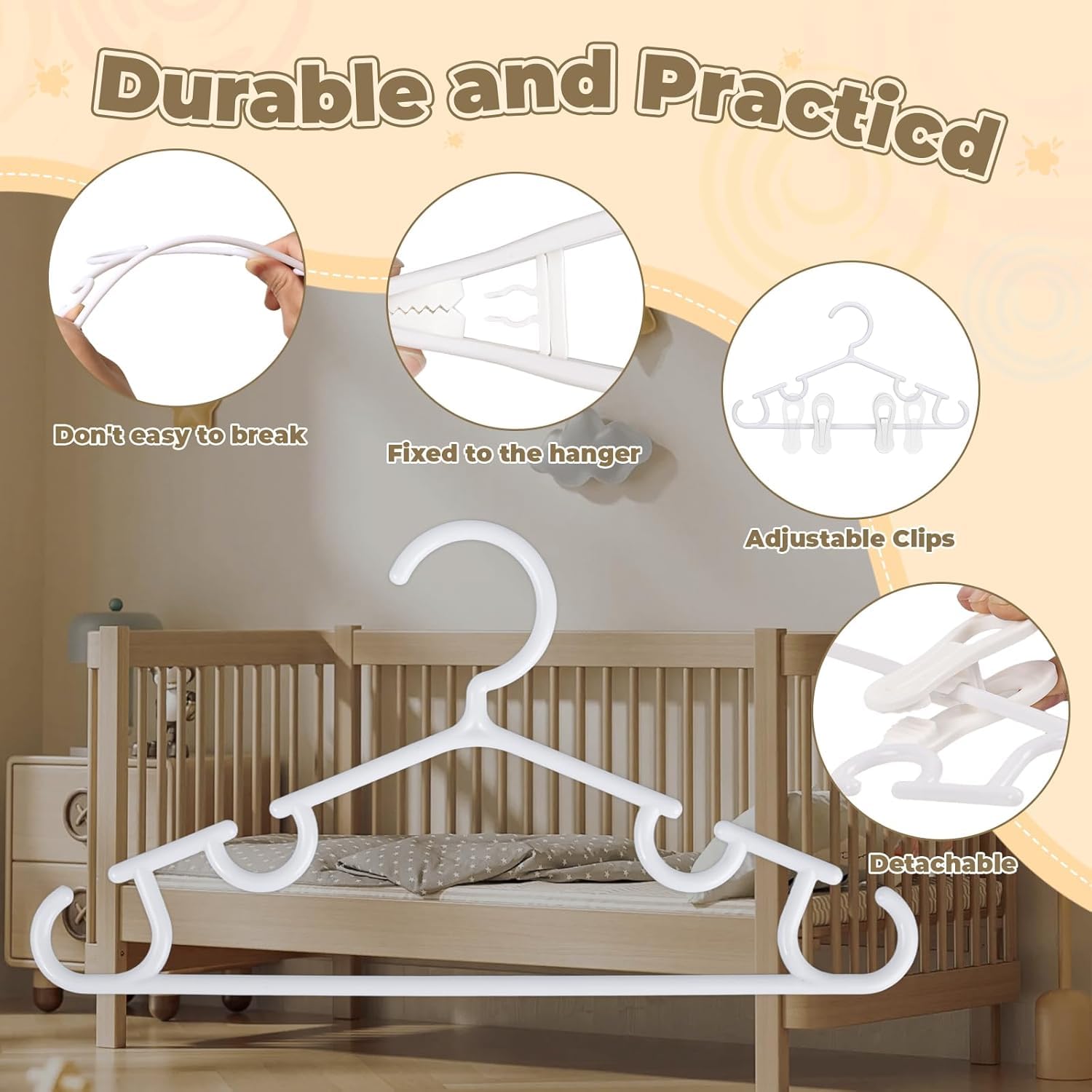 Oppeeye hangers feature removable clips for flexible hanging of socks and pants.