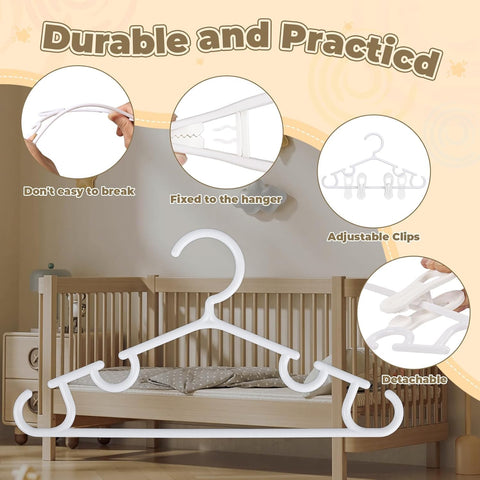 Oppeeye hangers feature removable clips for flexible hanging of socks and pants.