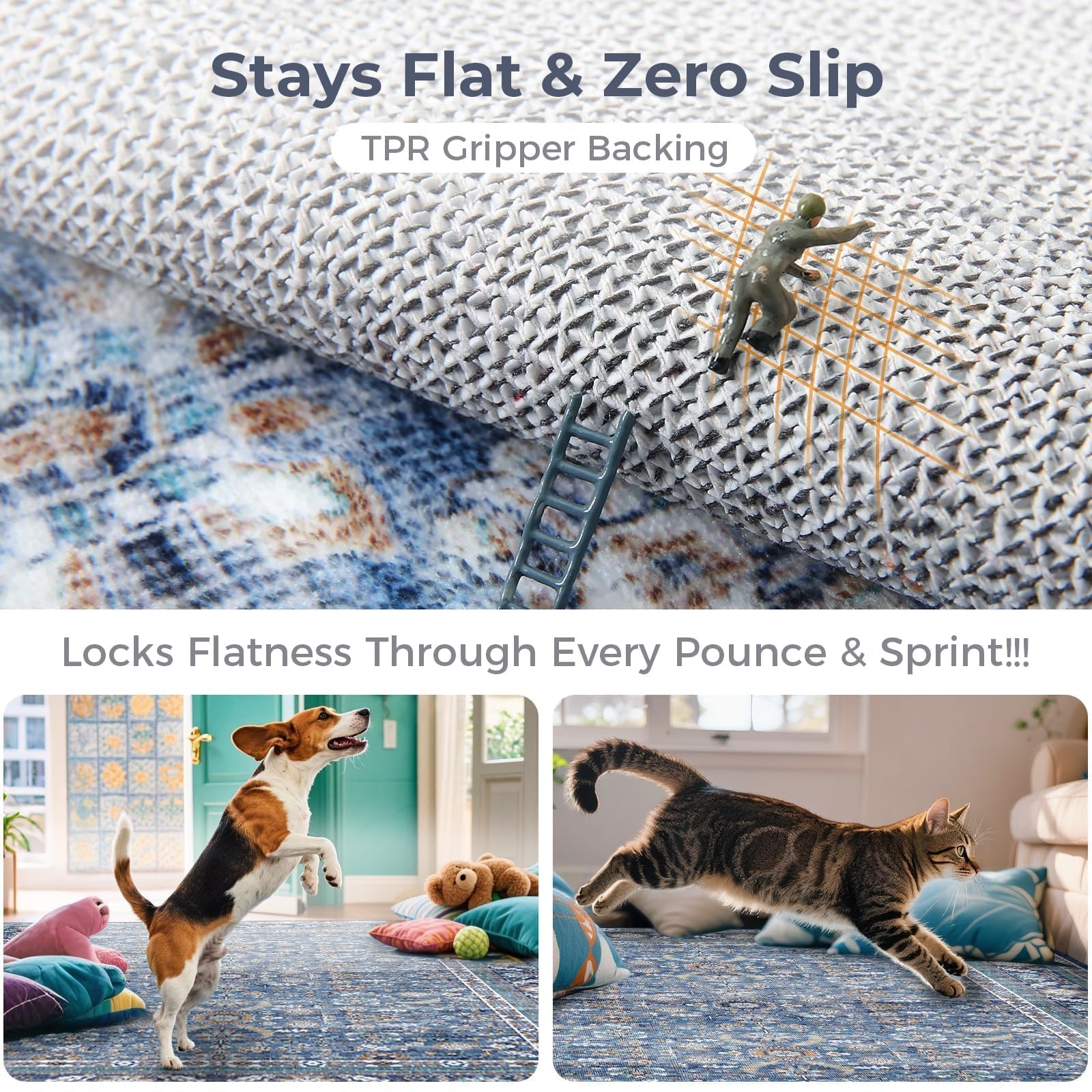 OPPODREAM distressed navy rug adds vintage charm to any room