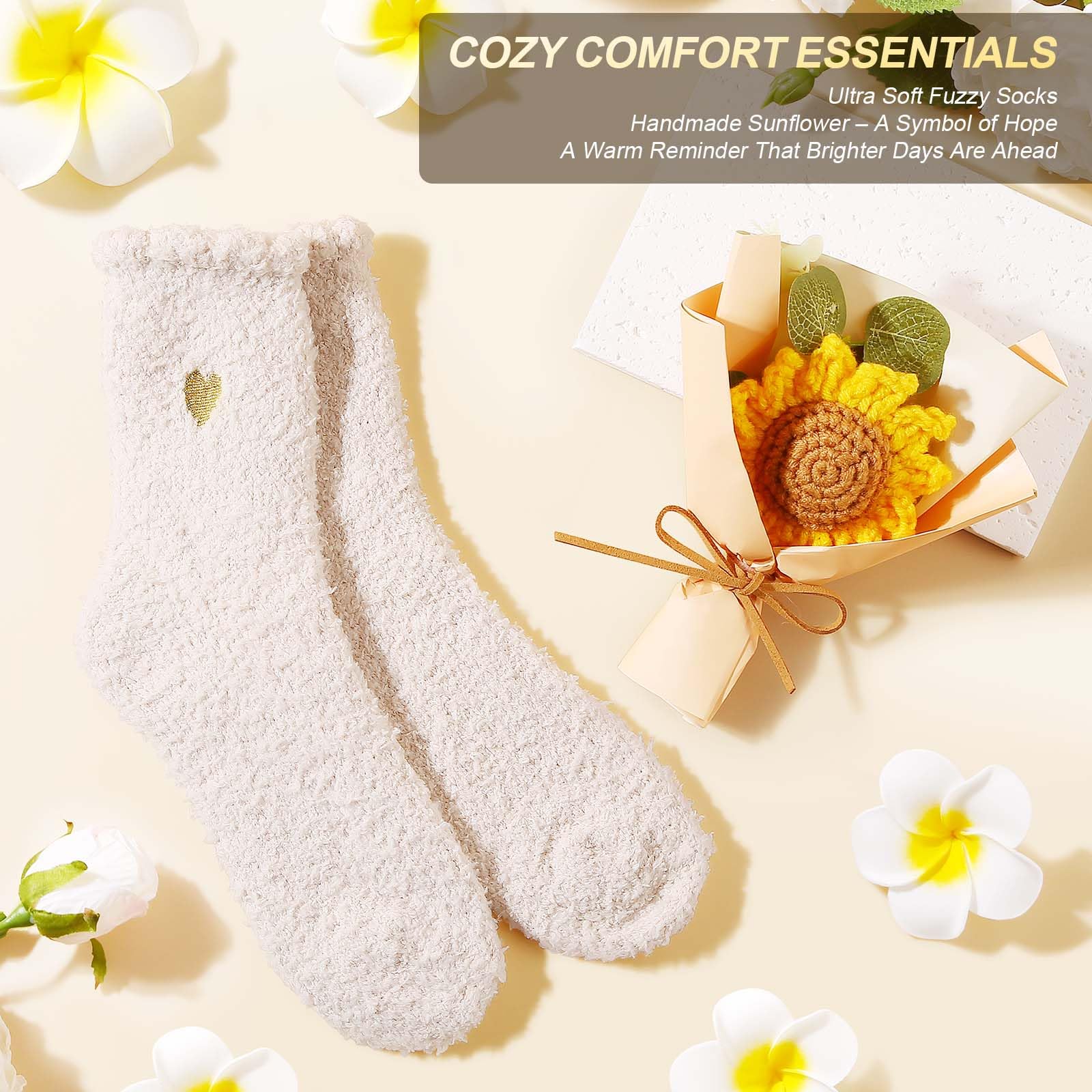 Oprever Get Well Gifts handmade crochet sunflower symbolizes positivity and brighter days ahead.