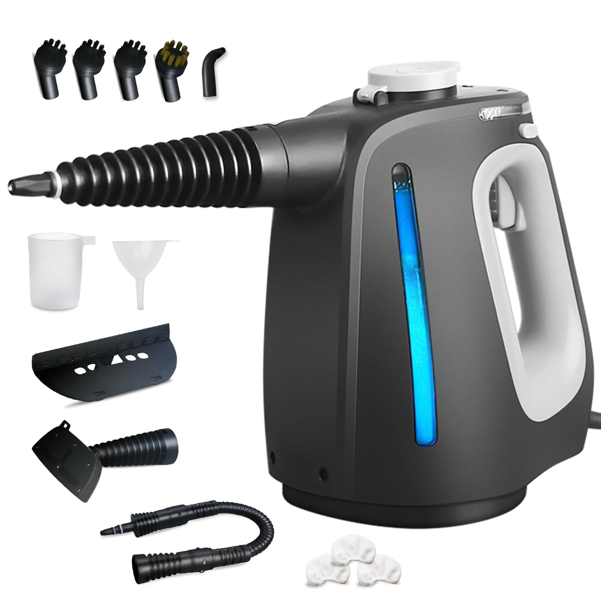 Opstrava pressurized handheld steam cleaner front view for quick, chemical-free cleaning