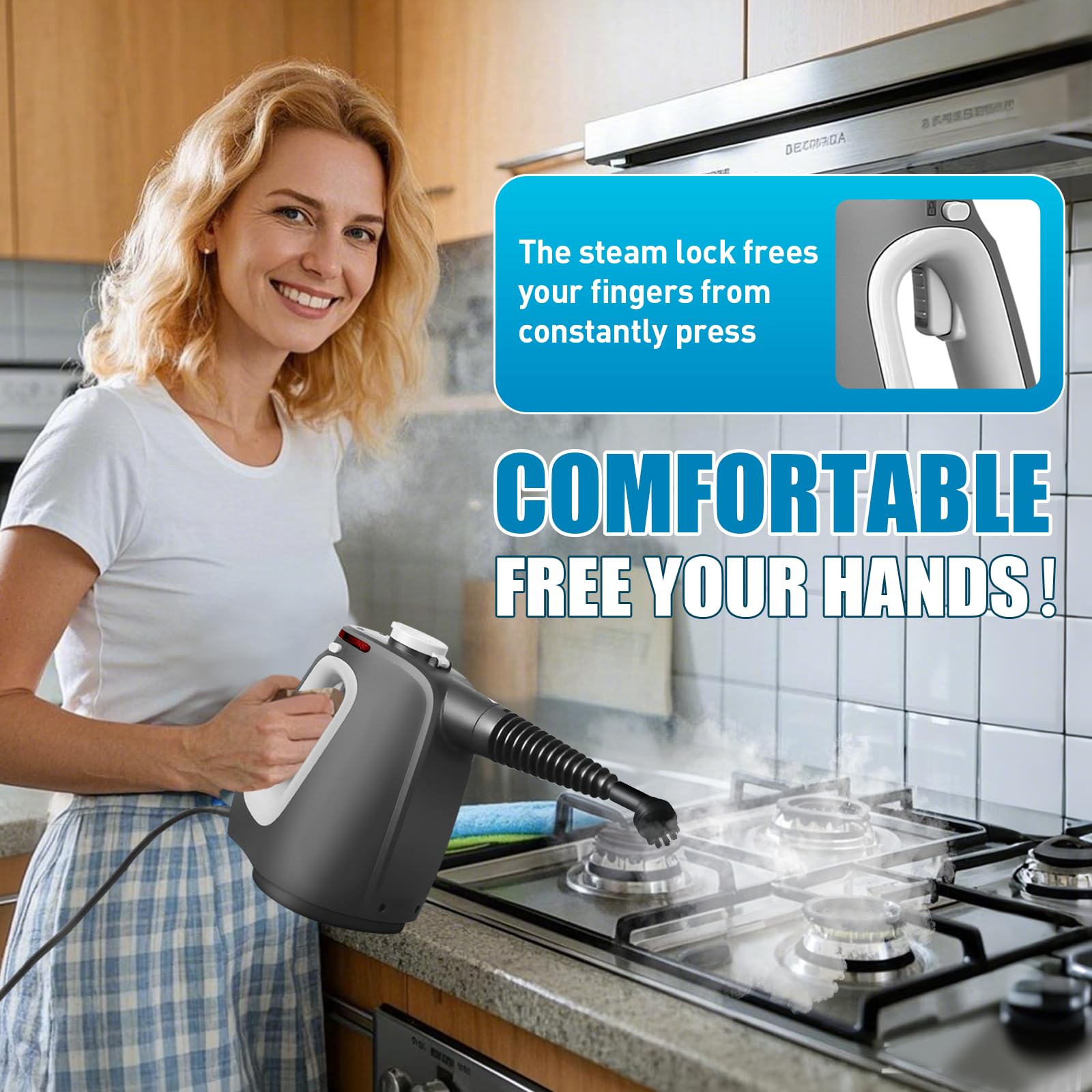 Opstrava safety lock steam button enhances control during use