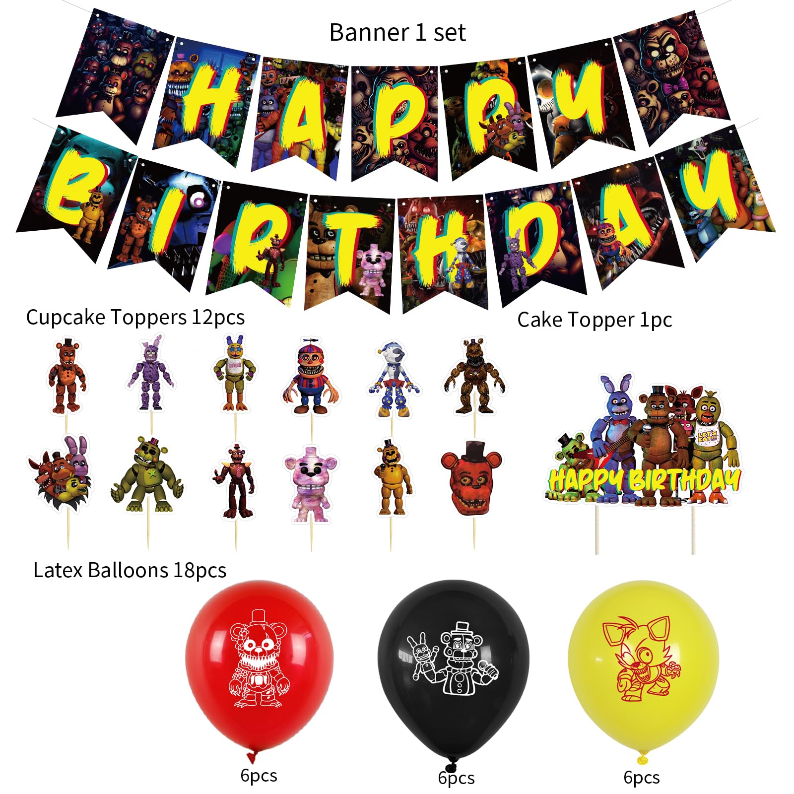Optiacan 18 latex balloons in three designs add vibrant party energy.