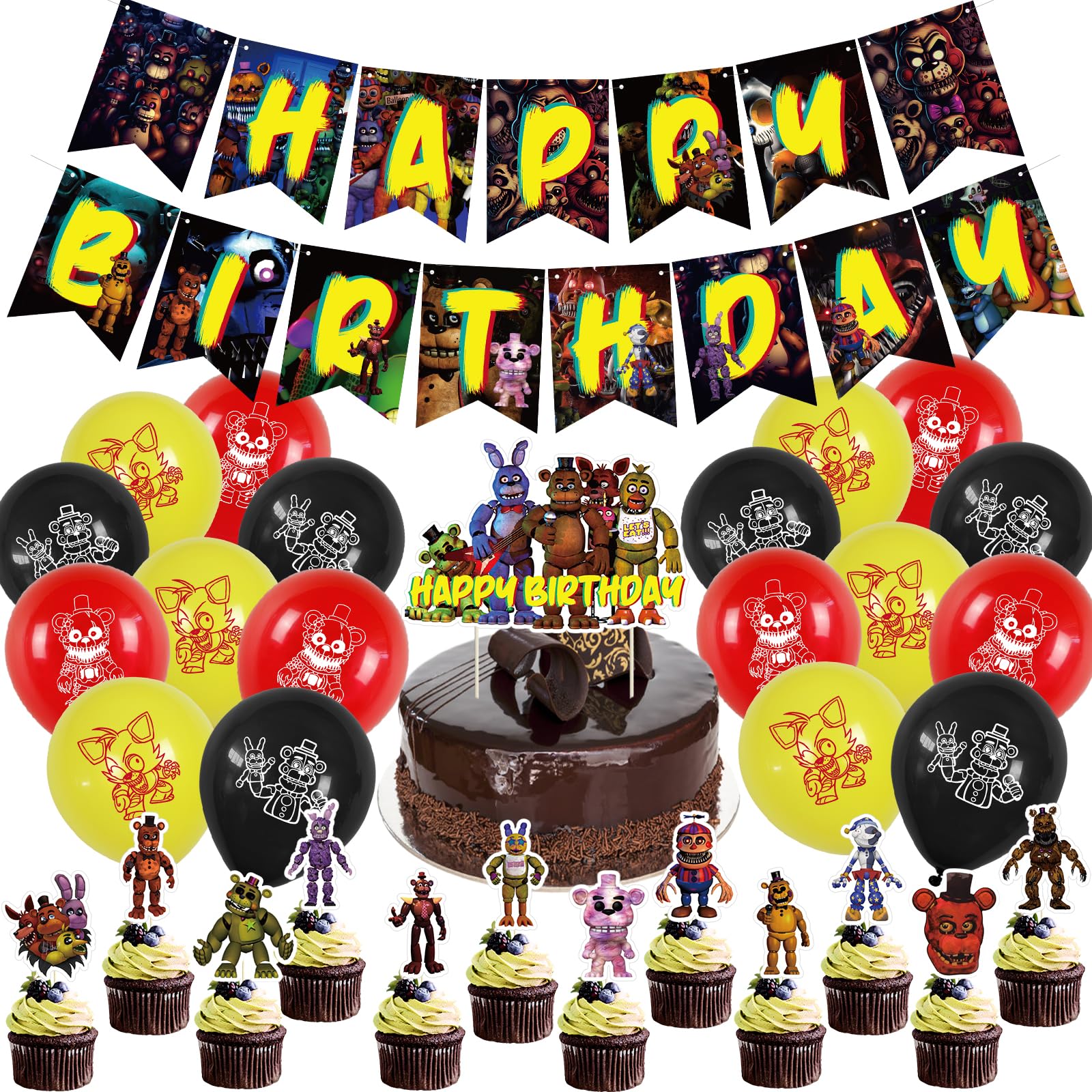 Optiacan Freddy's Birthday Banner on wall creates festive photo backdrop.