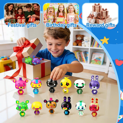 Optiacan Freddy's cake topper set enhances party decor with mini figures.