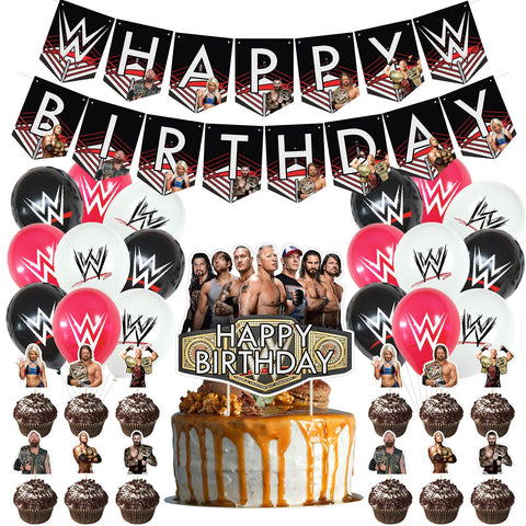 Optiacan wrestling banner creates an eye-catching birthday backdrop.