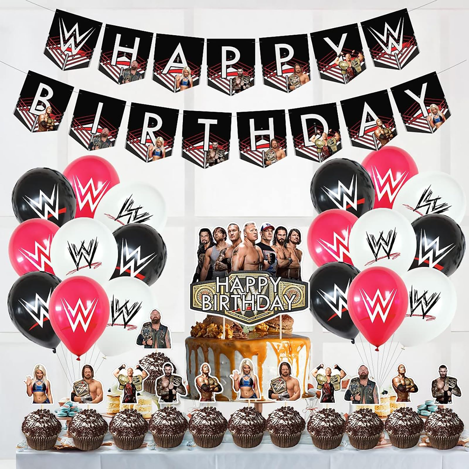 Optiacan wrestling cupcake toppers decorate treats with wrestling style.