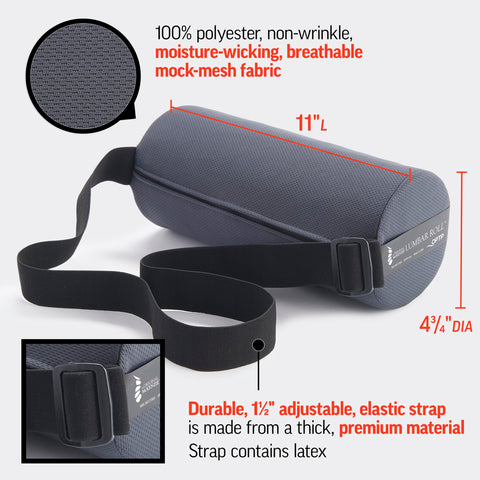 OPTP The Original McKenzie Lumbar Roll close-up highlights dense foam and durable construction.