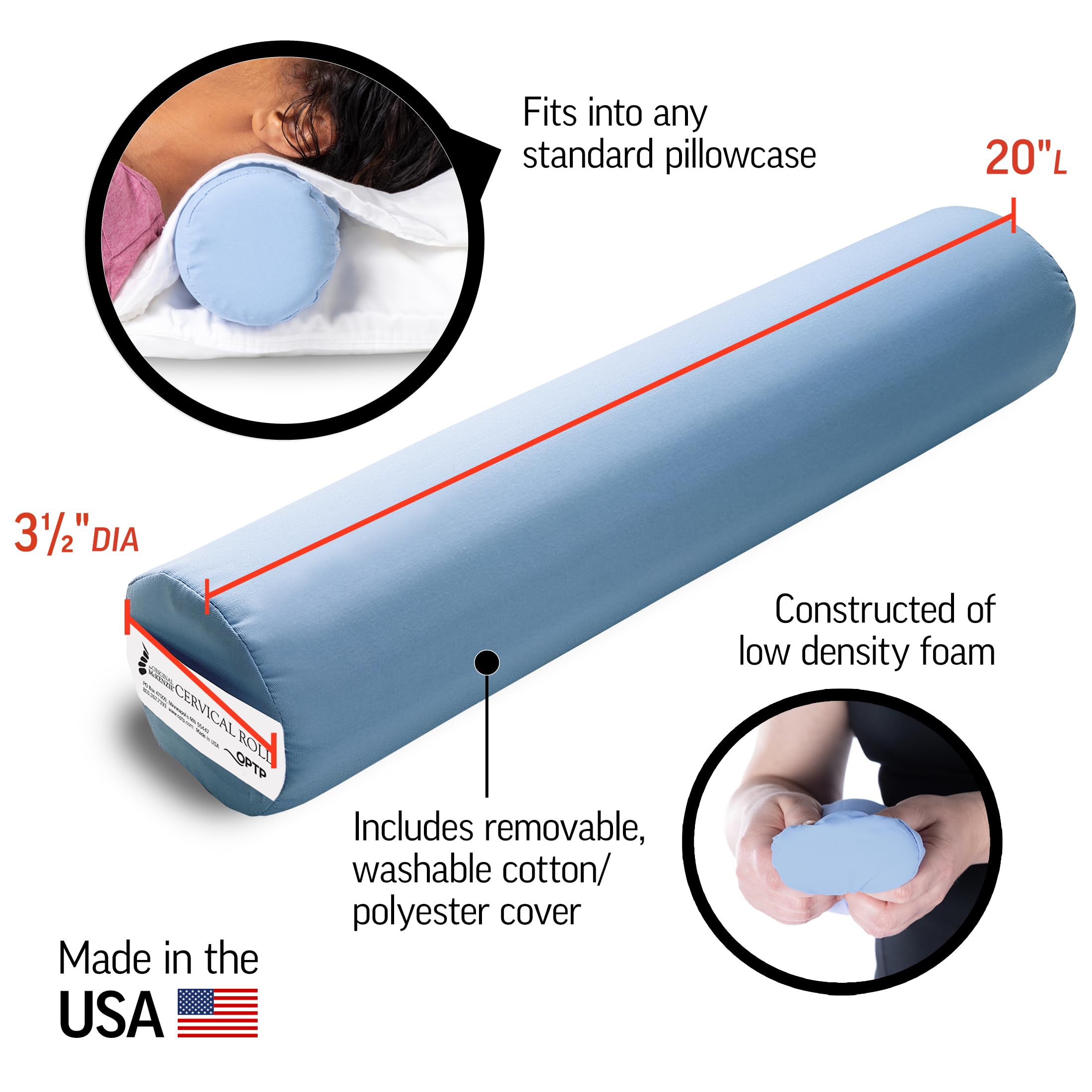 OPTP neck support pillow demonstrating USA-made craftsmanship for reliable sleep comfort.