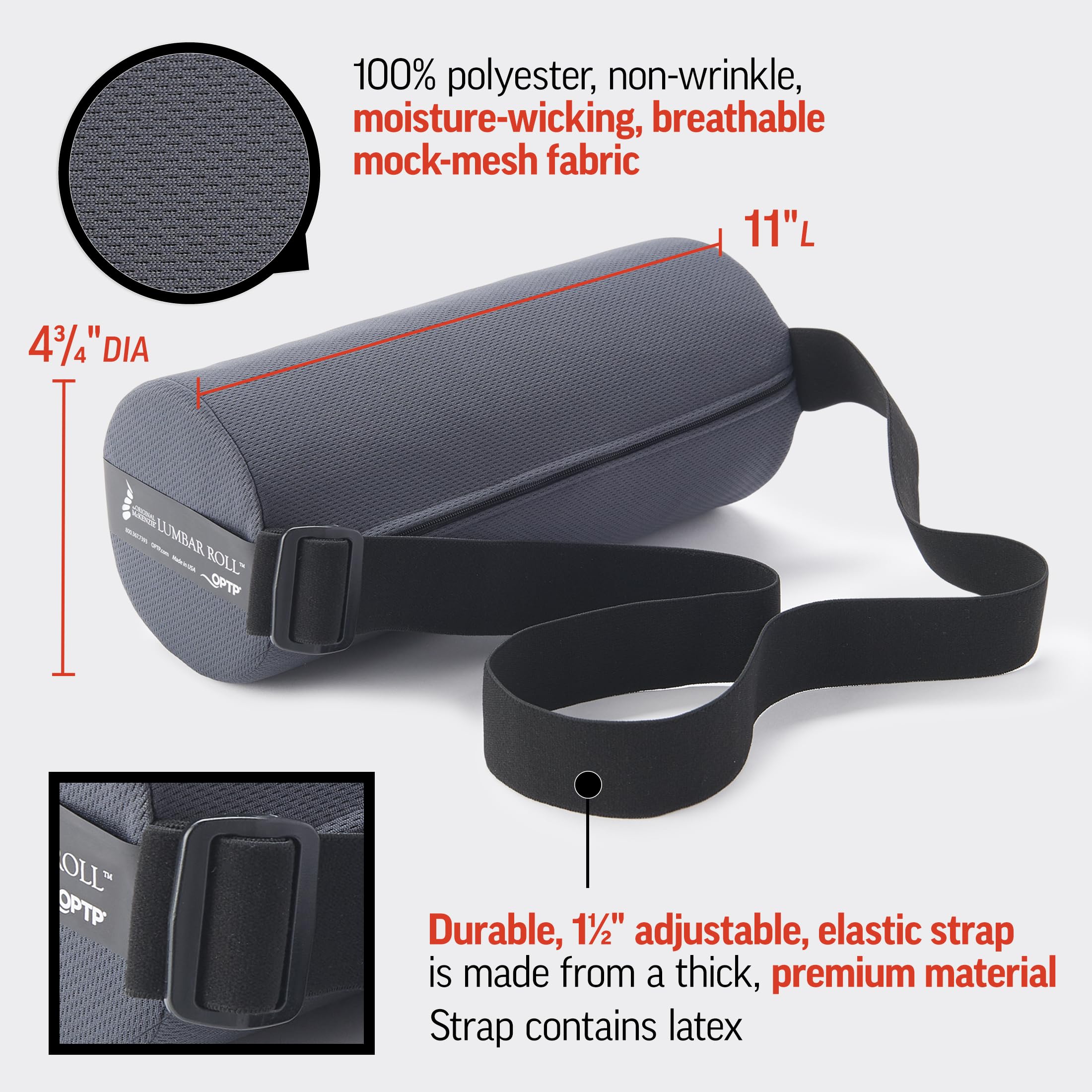 OPTP Lumbar Roll in car seat for quick back support