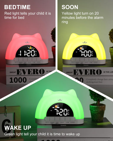 OQIMAX wake-up clock glows from yellow to green for a calm morning.