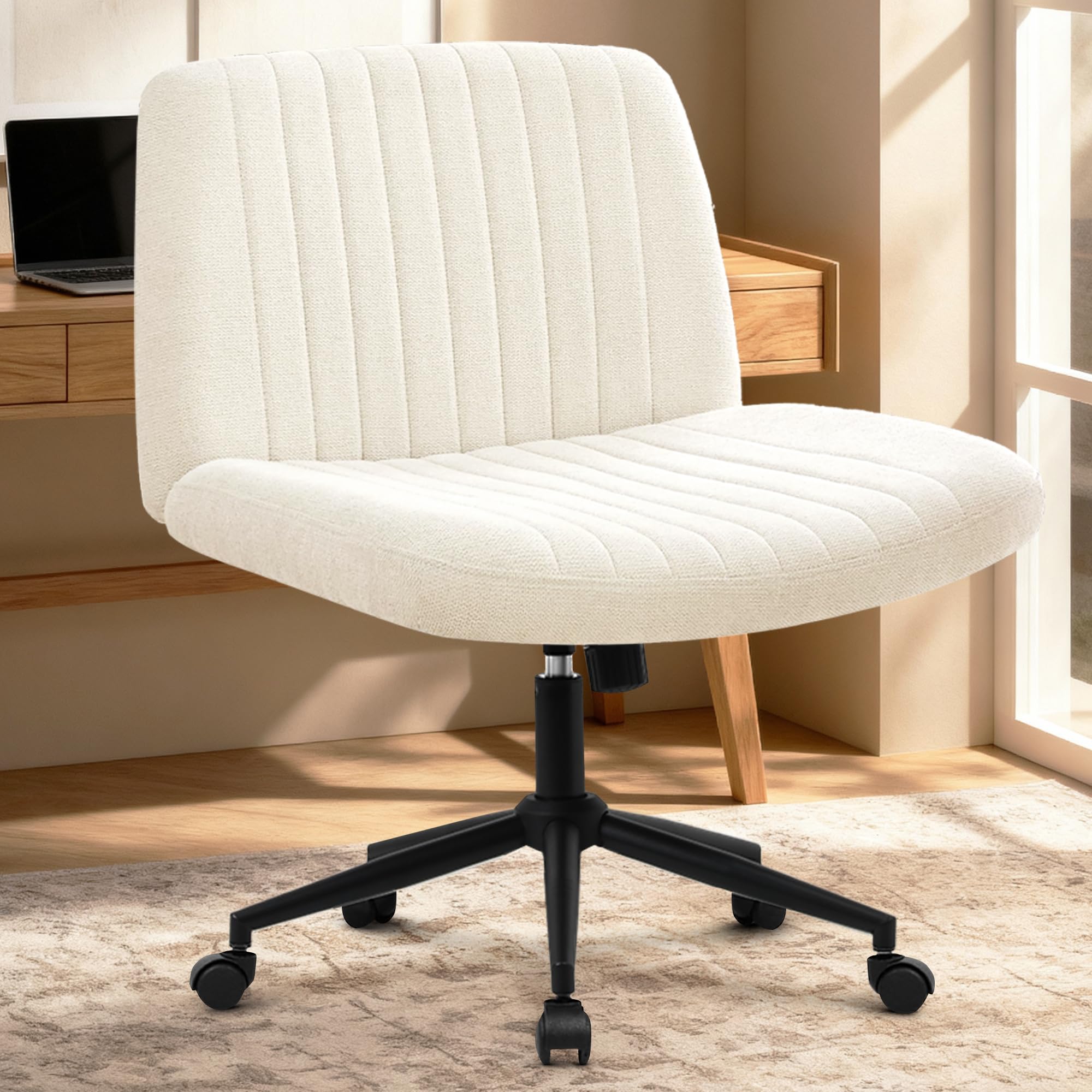 Orange Factory beige fabric finish complements any home office or vanity.