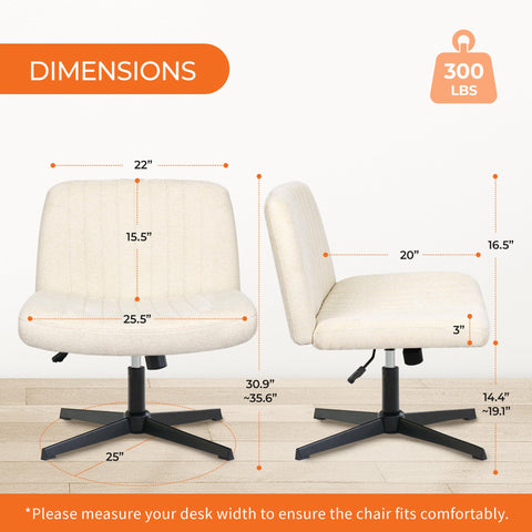 Orange Factory Criss Cross Chair armless design saves desk space