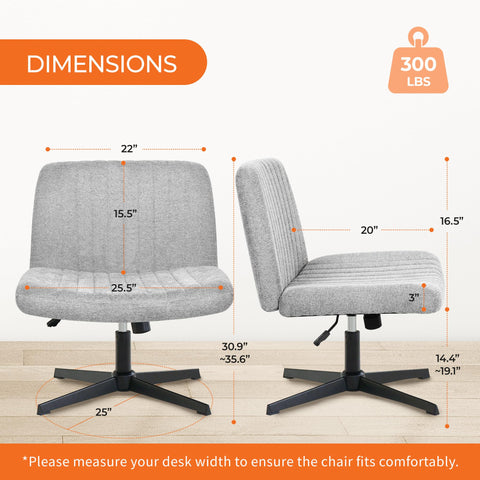 Orange Factory Criss Cross Chair armless design saves space under desk