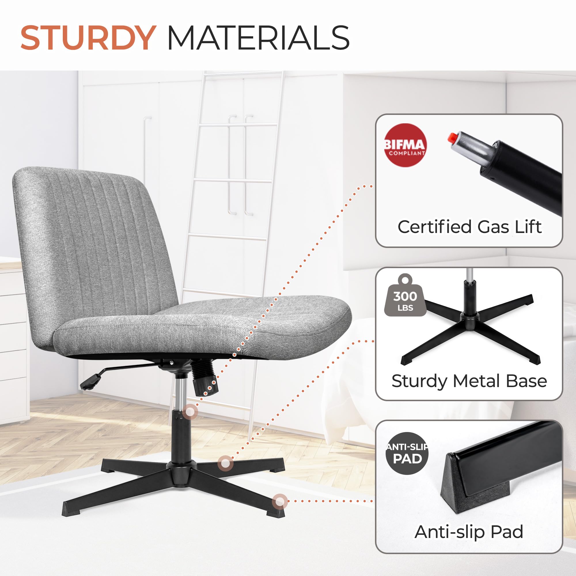 Orange Factory Criss Cross Chair floor-protecting pads for surfaces